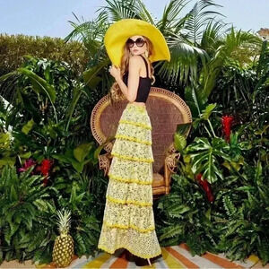 Alice + Olivia Jia Smocked Tiered Ruffle Skirt Size 6